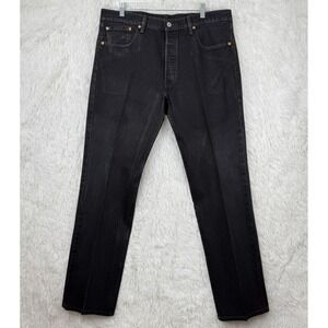 Levis 501 Jeans Mens 38x34 Black Straight Leg Button Fly Denim Classic